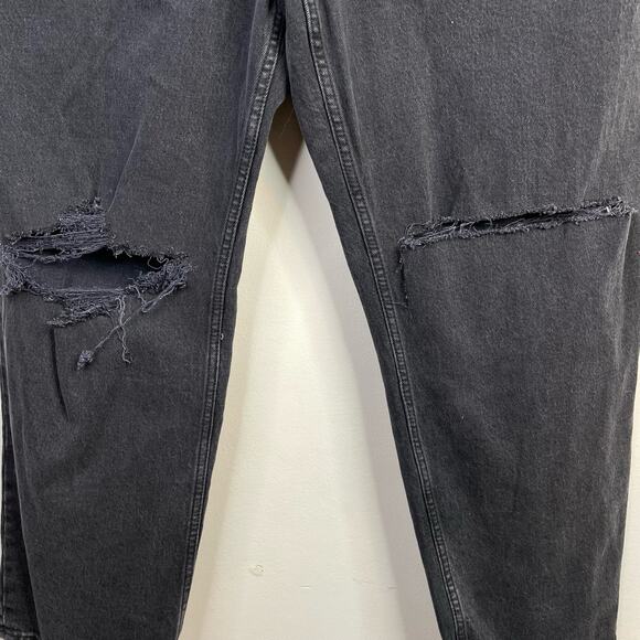 Abercrombie Fitch 90s Straight Ultra High Rise Distressed Black Jeans 35 20 new - Picture 6 of 14